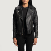 Novan Black Leather women Biker Jacket